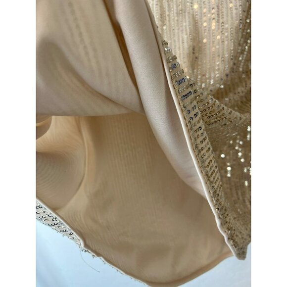 Women Unbranded Beige Sequin Top Keyhole Front Stretch Fully Lined Sz XL - Picture 6 of 6